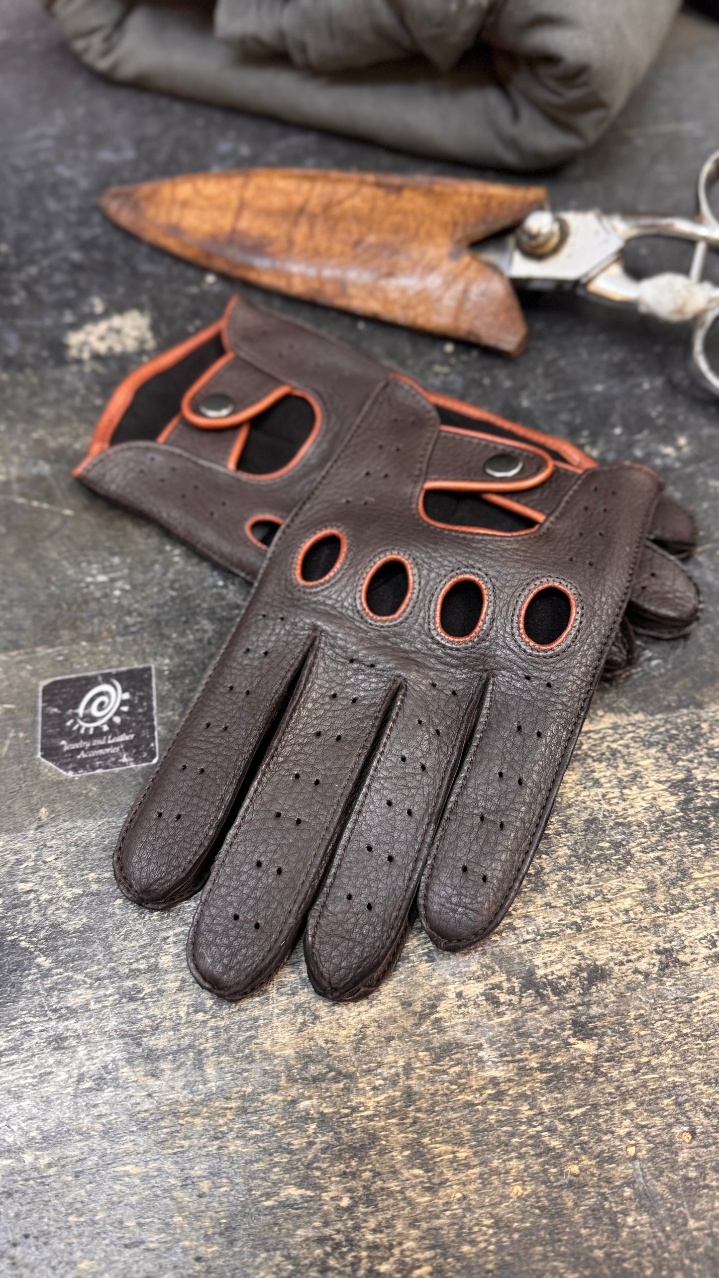 Deerskin leather driving gloves for men