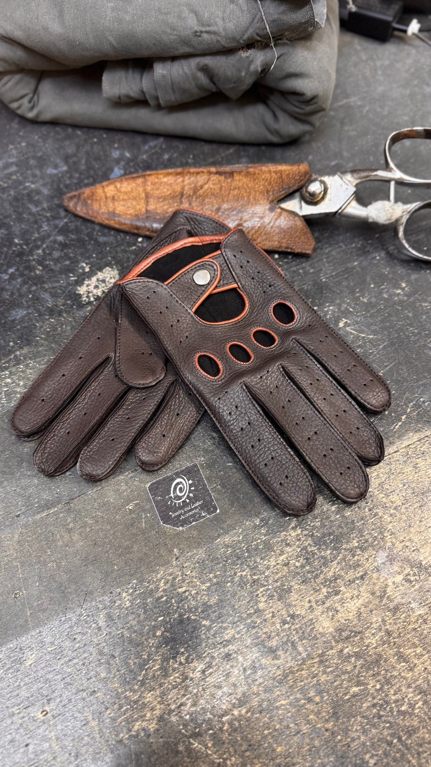 Deerskin leather driving gloves for men