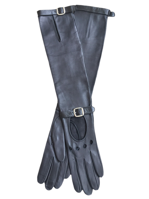 Women's fashion long leather gloves