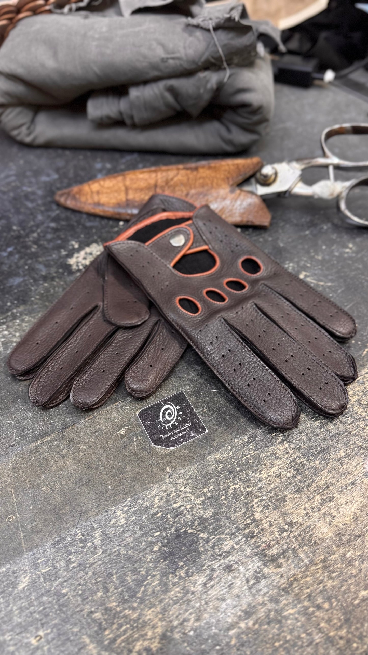 Deerskin leather driving gloves for men