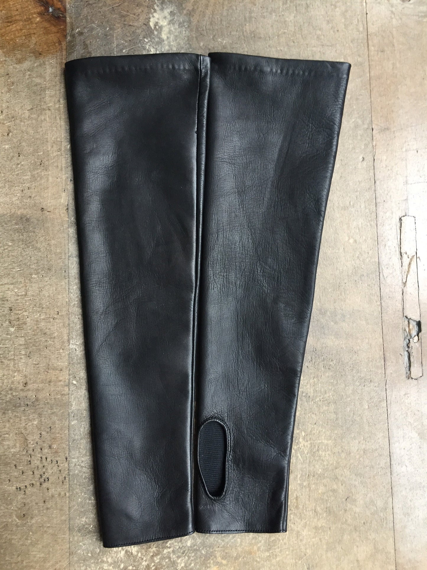 Fingerless long leather gloves arm warmers super soft leather