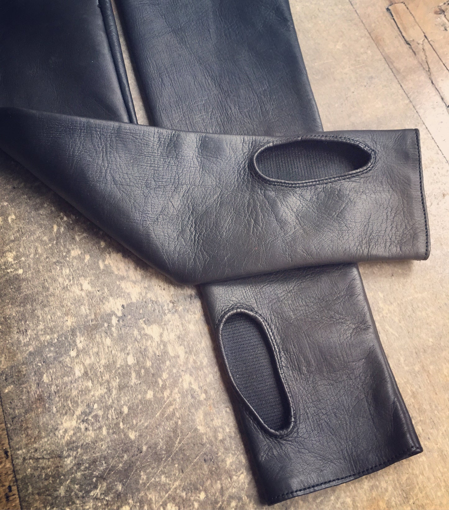 Fingerless long leather gloves arm warmers super soft leather