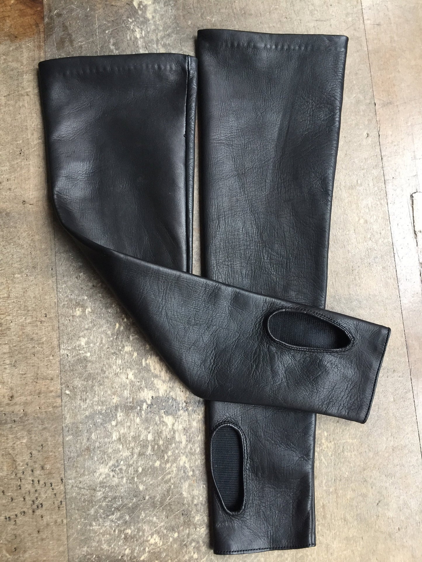 Fingerless long leather gloves arm warmers super soft leather