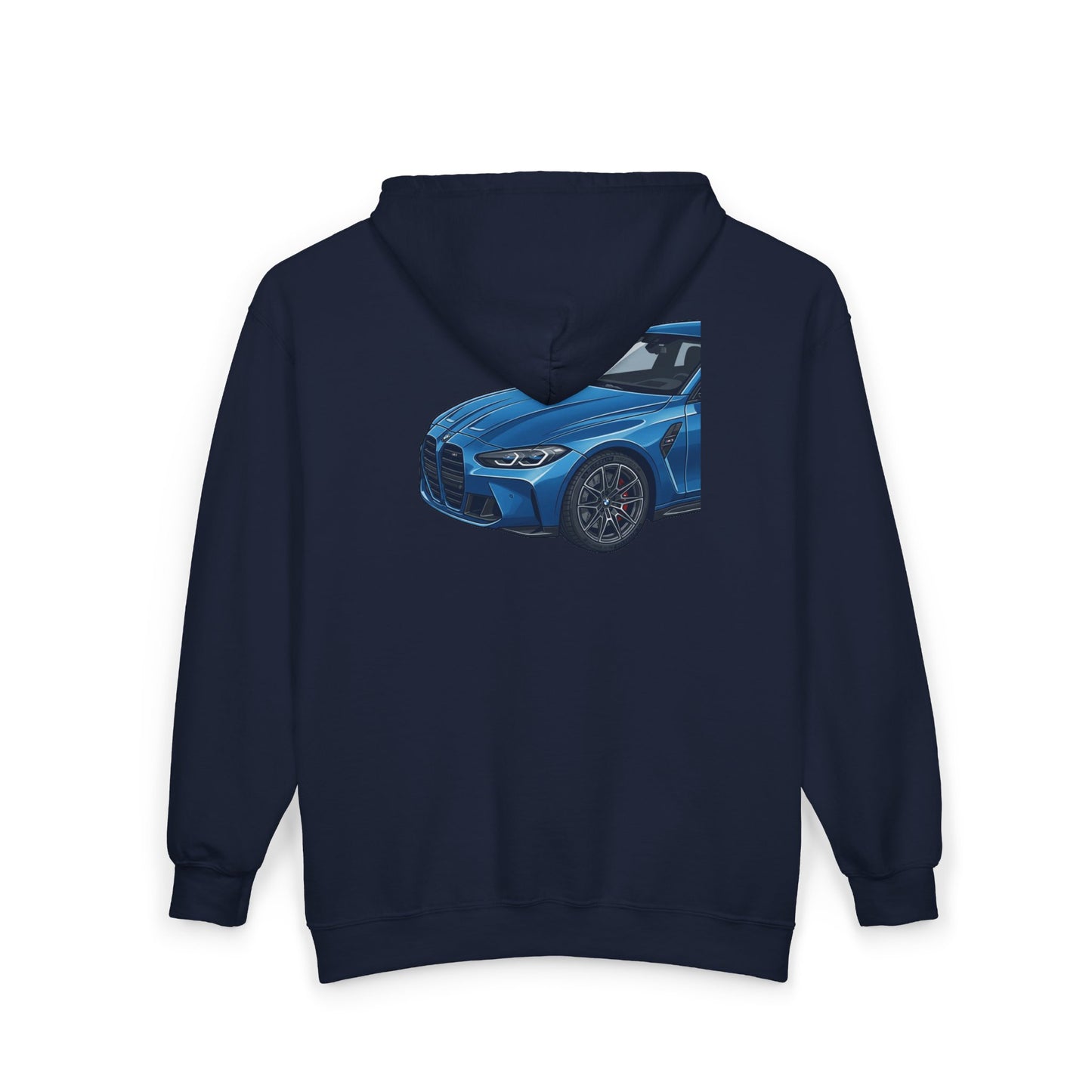 Blue Sports Car Zip Hoodie — M4 Inspired Graphic Full-Zip Sweatshirt