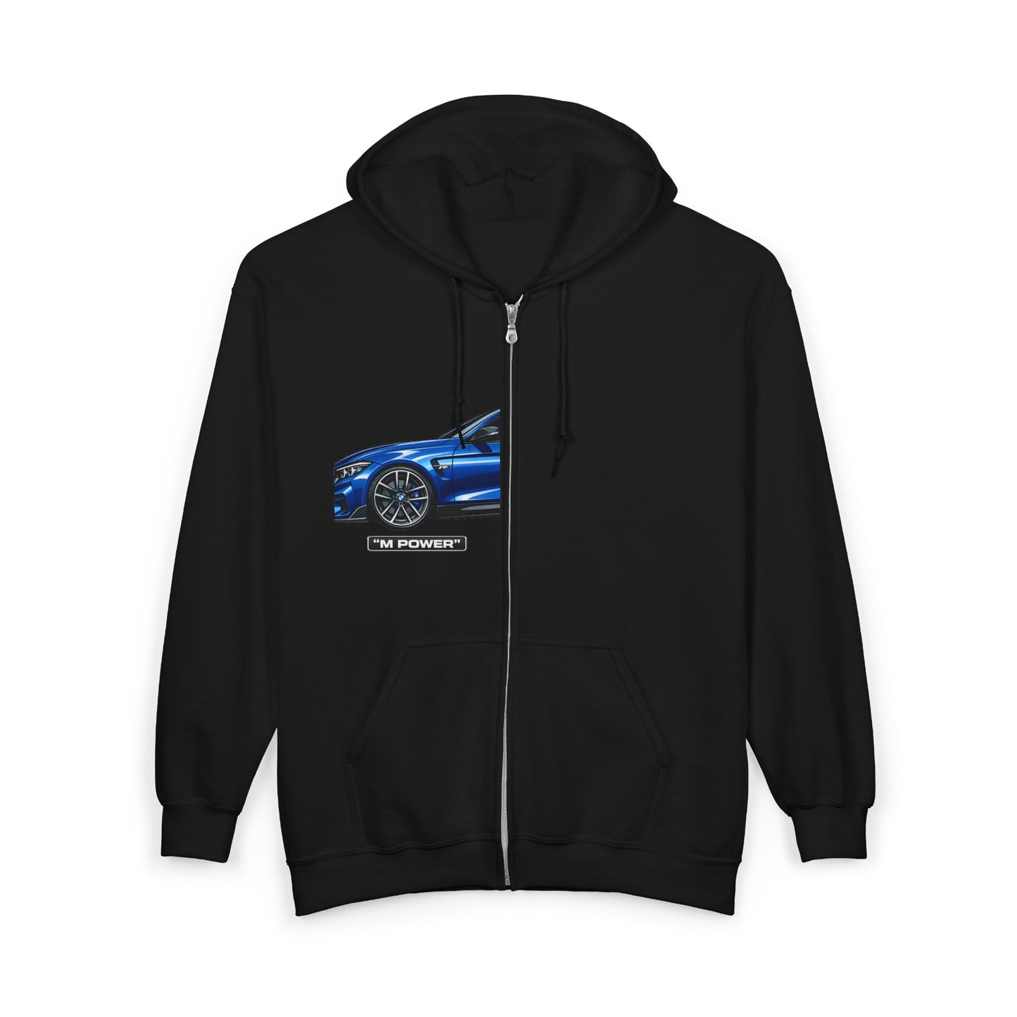 Blue Sports Car Zip Hoodie — M4 Inspired Graphic Full-Zip Sweatshirt