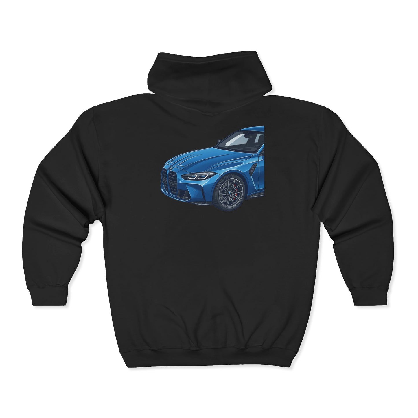 Blue Sports Car Zip Hoodie — M4 Inspired Graphic Full-Zip Sweatshirt