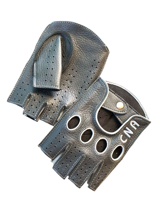Half Finger Personalized Gloves Black Deerskin Fingerless for Driving