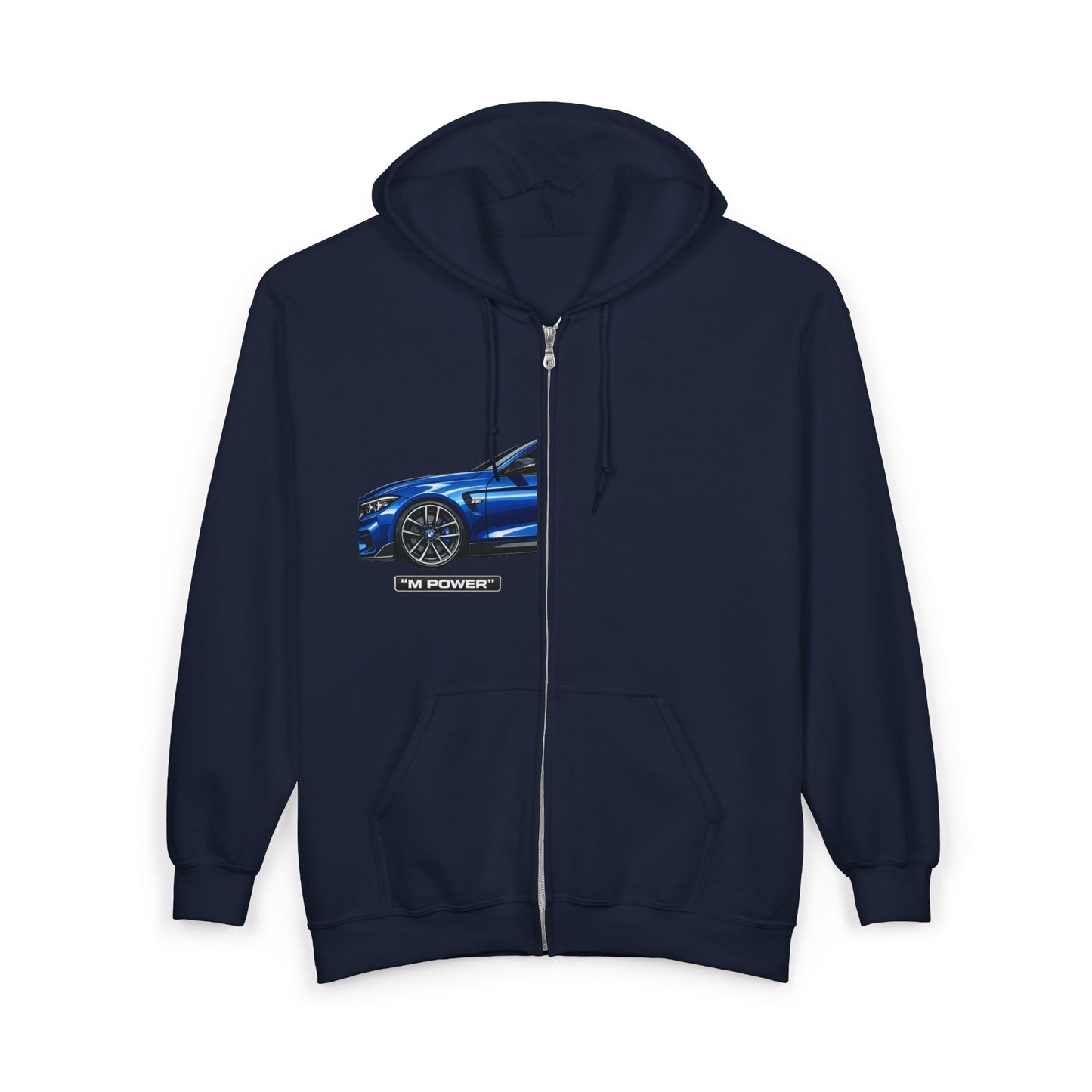 Blue Sports Car Zip Hoodie — M4 Inspired Graphic Full-Zip Sweatshirt
