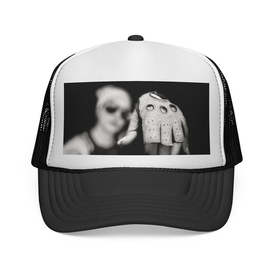 Retro Biker Trucker Cap — Vintage Glove Photo Print