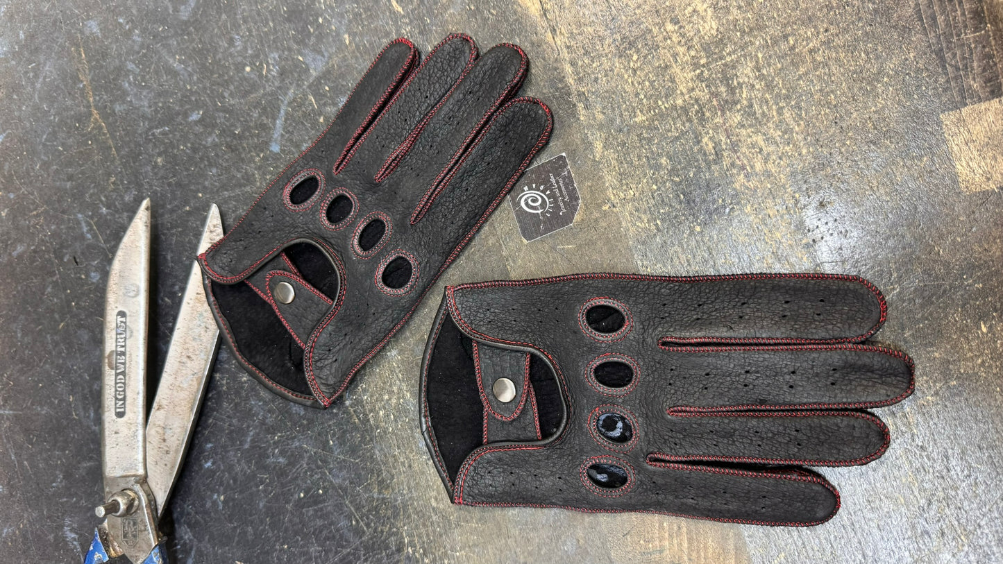 Men's Peccary Leather Driving Gloves - Handmade Breathable Luxury Racing Gloves