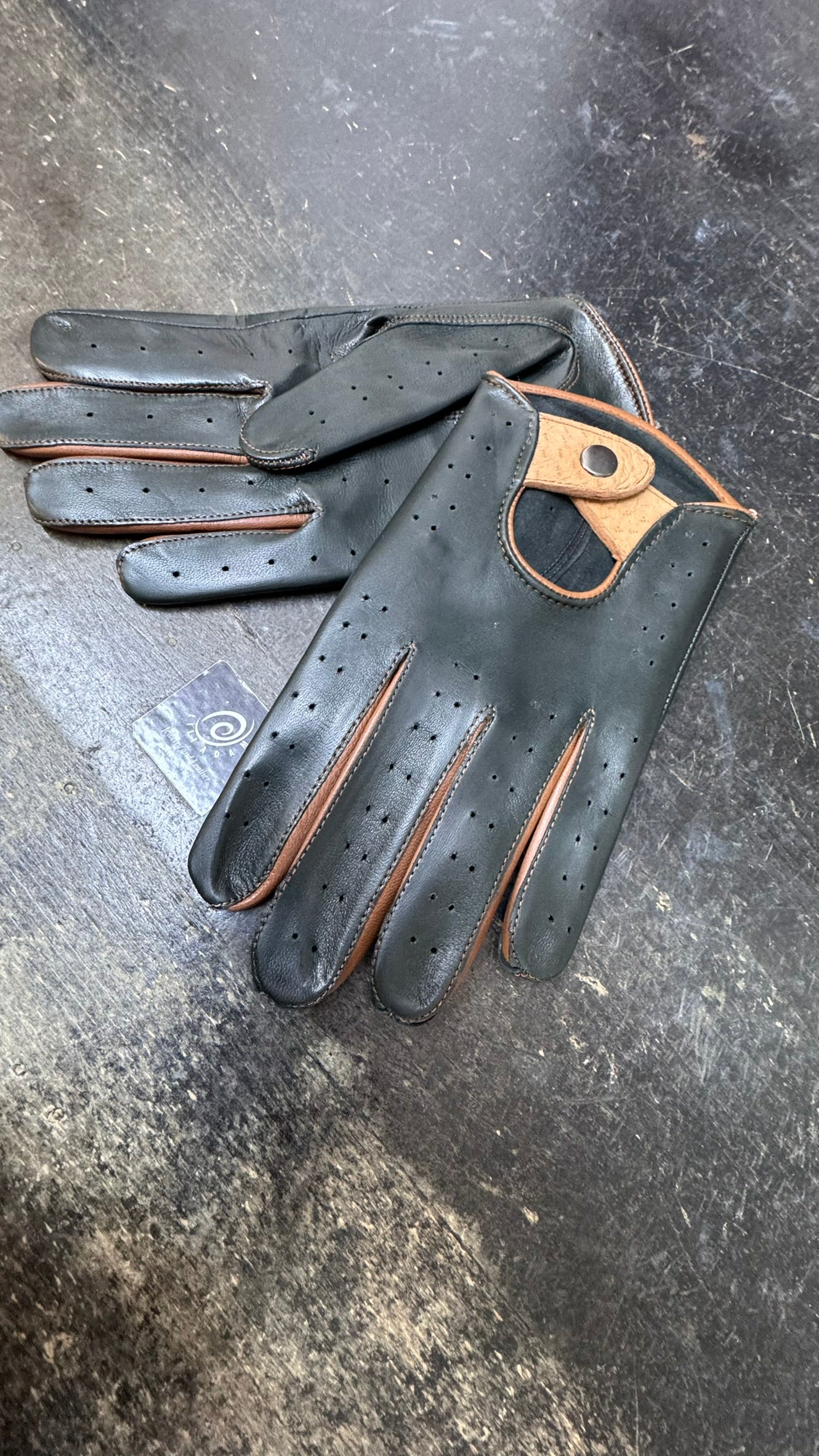 Men’s Leather Driving Gloves Green NEW