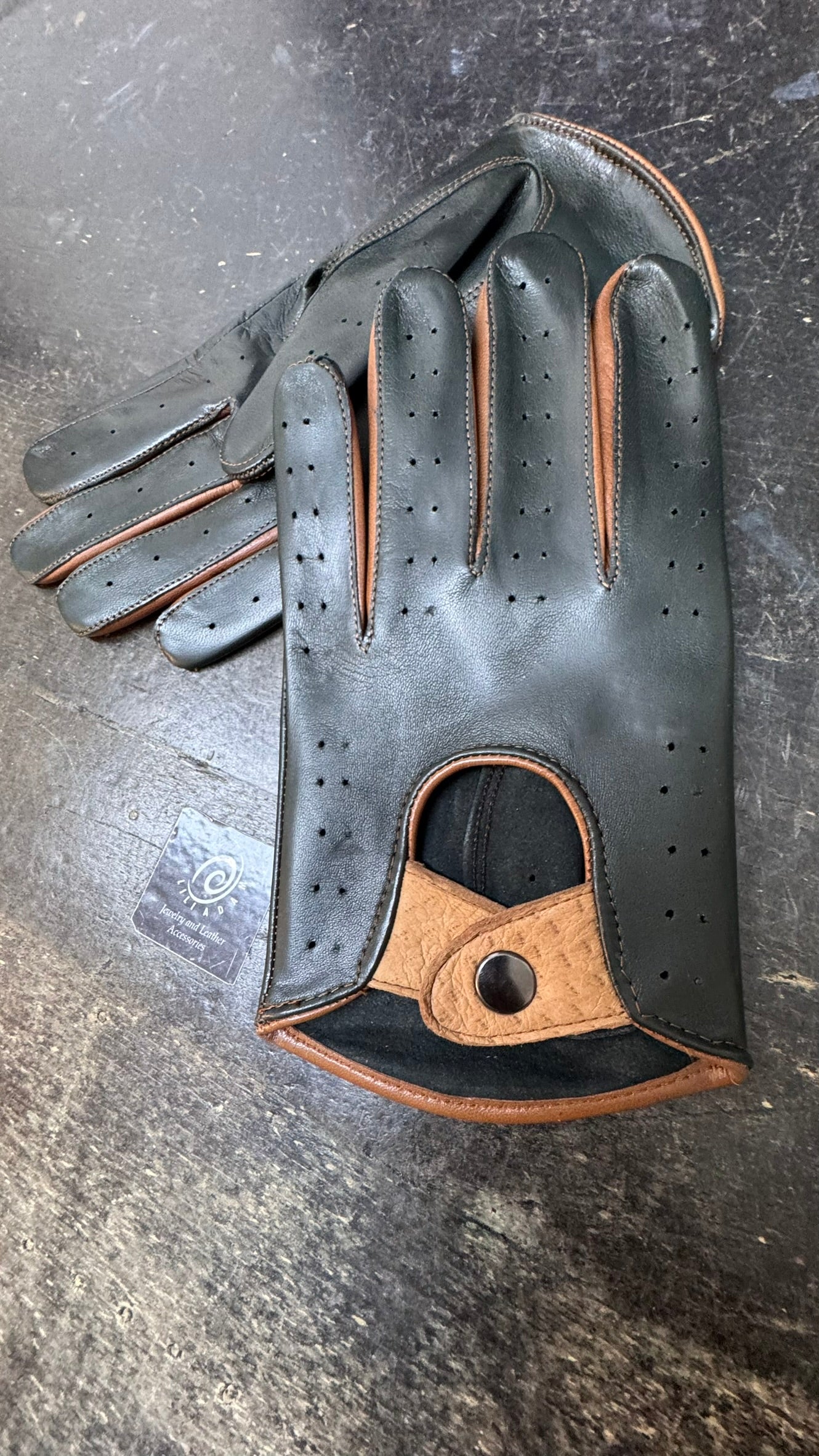 Men’s Leather Driving Gloves Green NEW