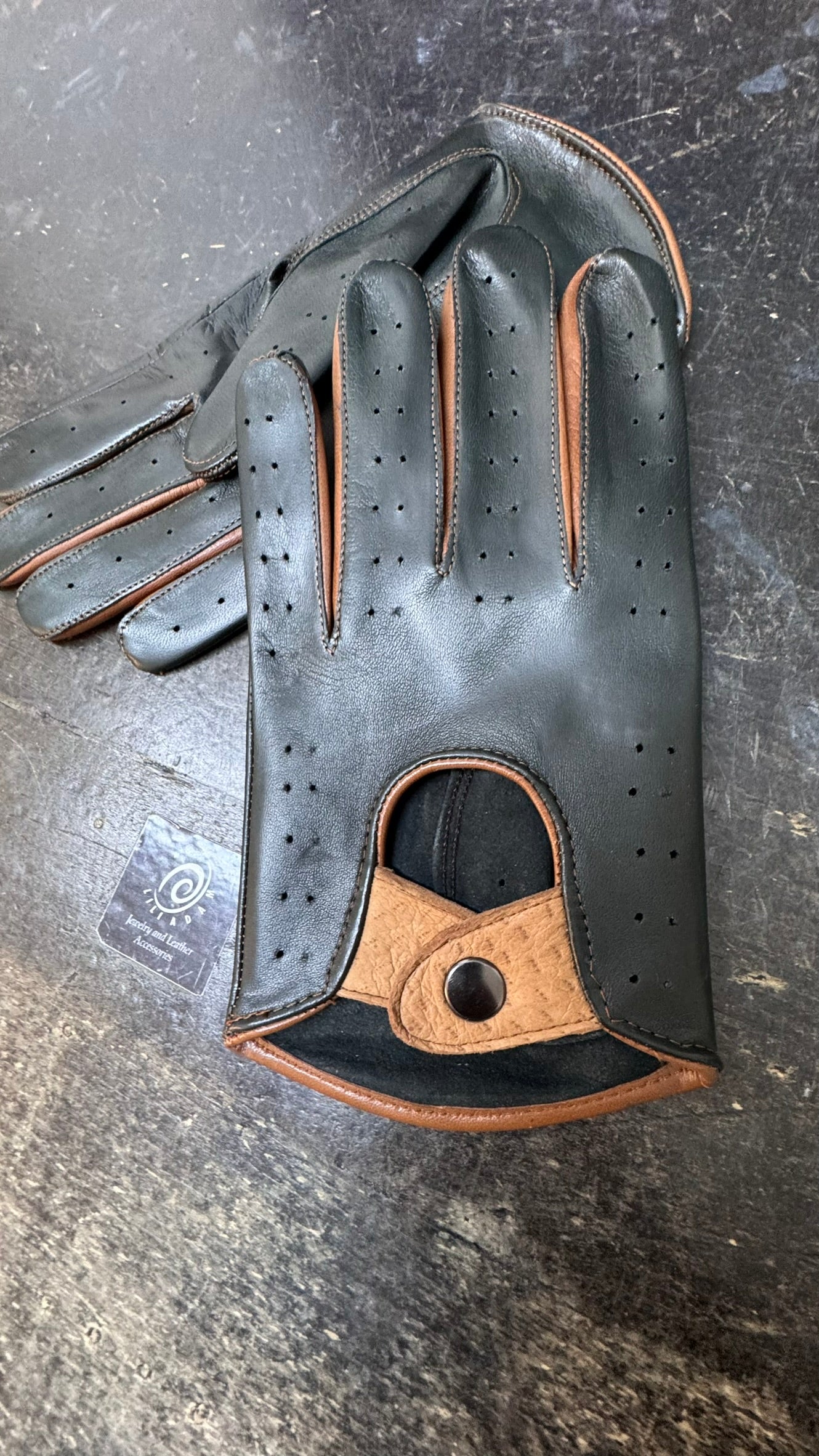 Men’s Leather Driving Gloves Green NEW