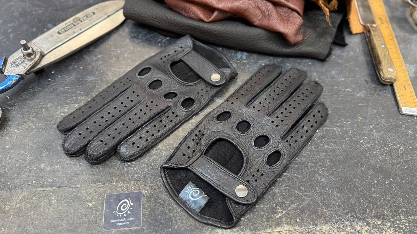 Black Peccary Driving Gloves For Men