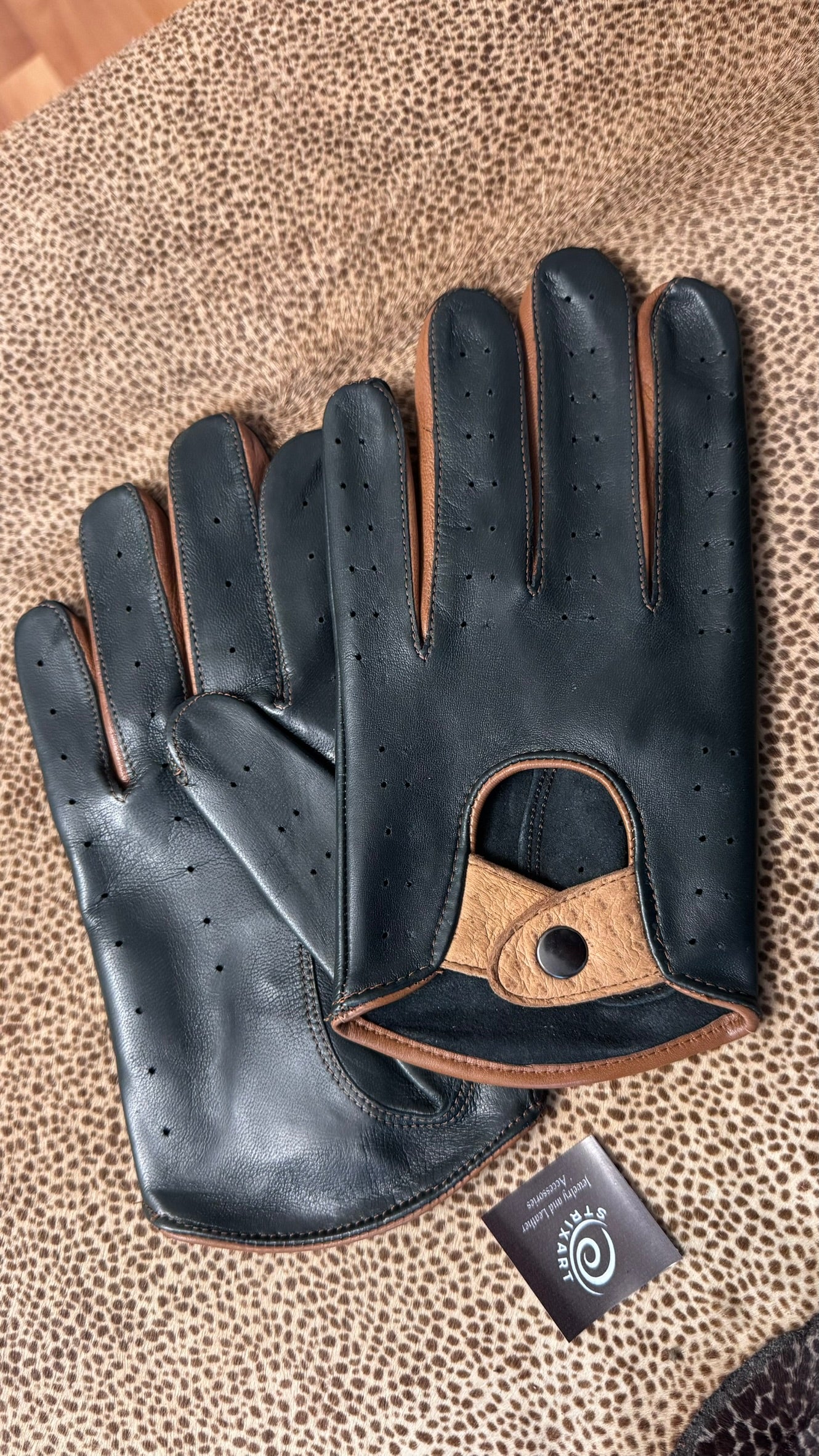 Men’s Leather Driving Gloves Green NEW