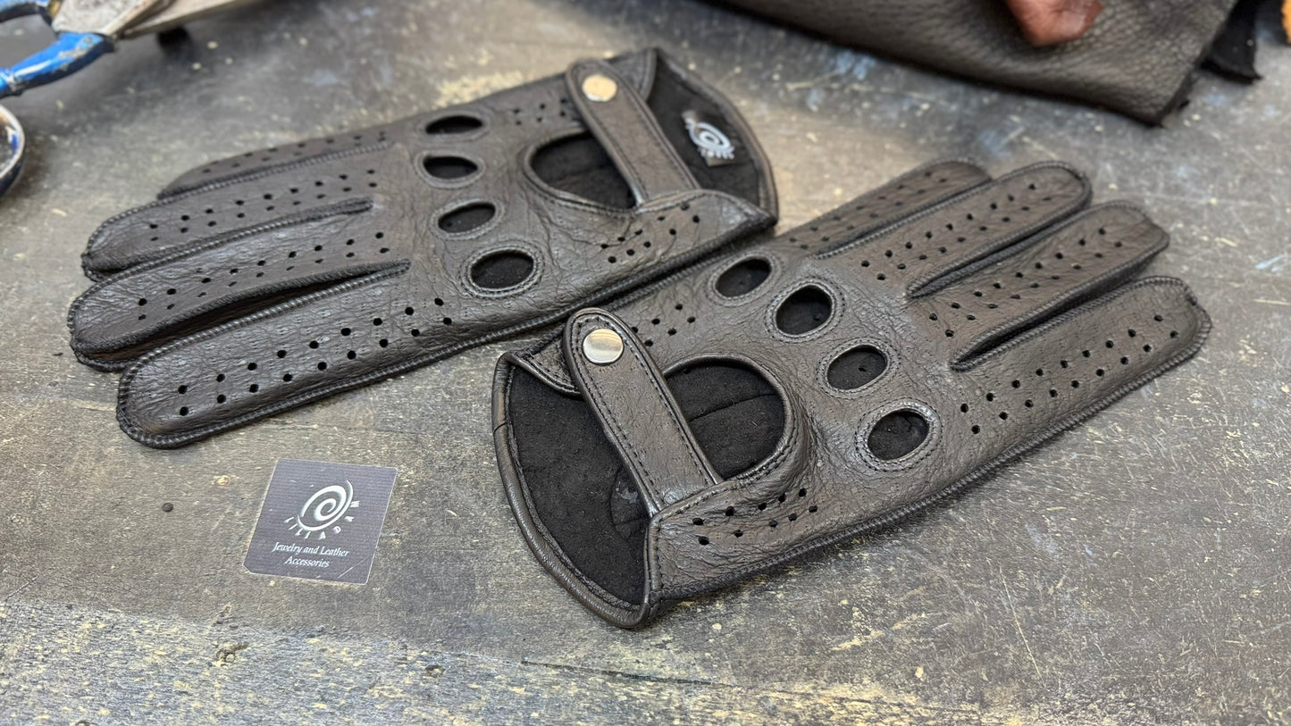 Black Peccary Driving Gloves For Men