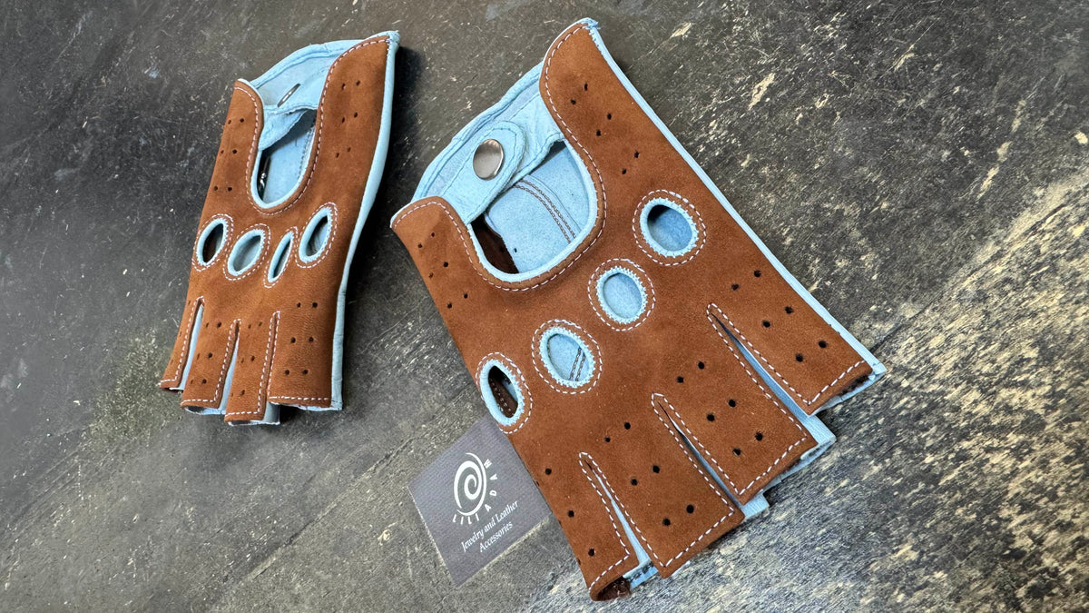 Hermes | Two-tome fingerless suede and lambskin driving gloves
