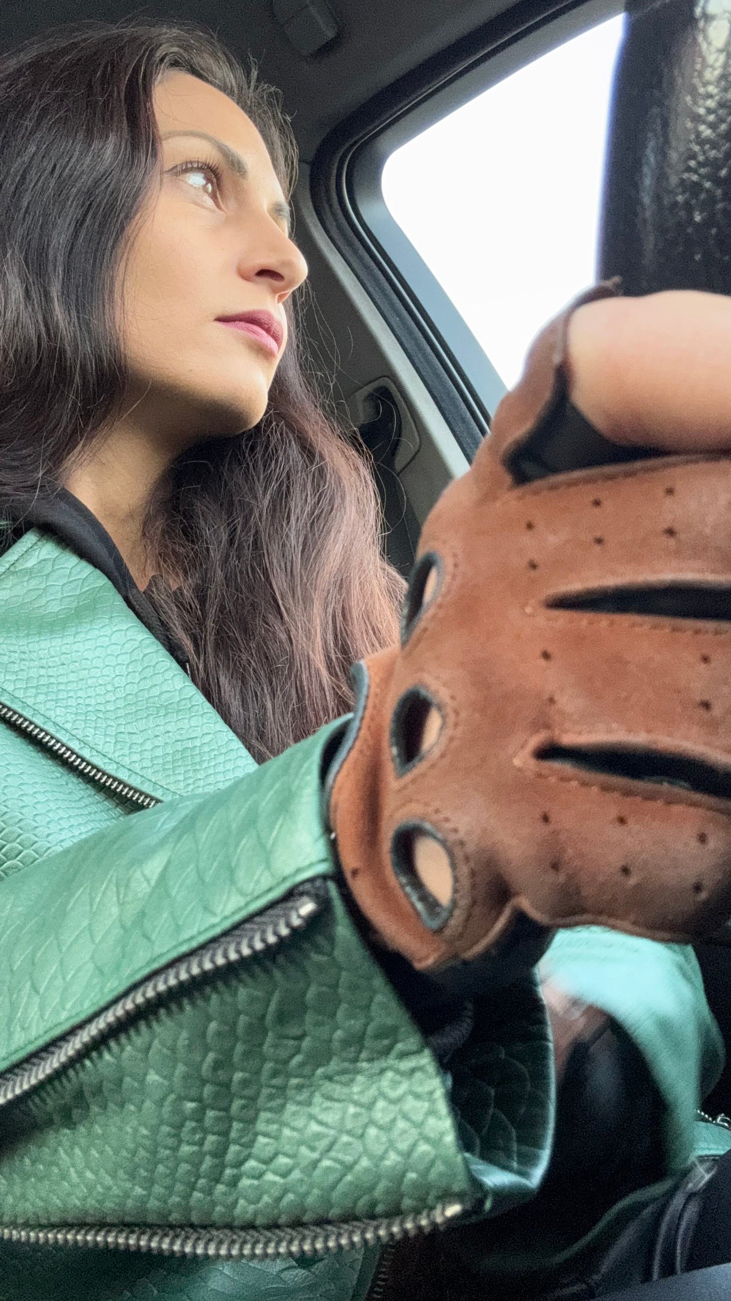 Hermes | Two-tome fingerless suede and lambskin driving gloves